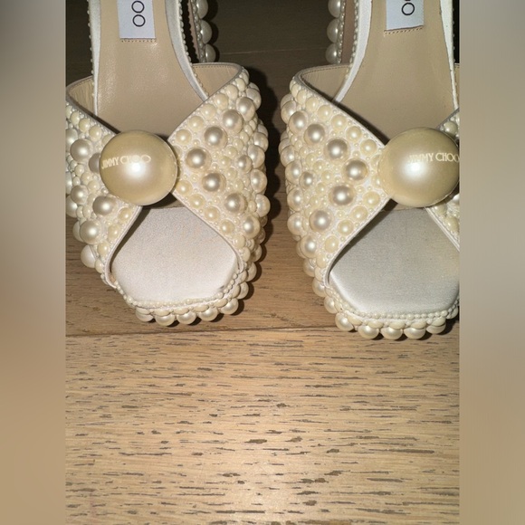 JIMMY CHOO Sacaria 120mm Pearly-Stud Platform Sandals 40 - Picture 3 of 8